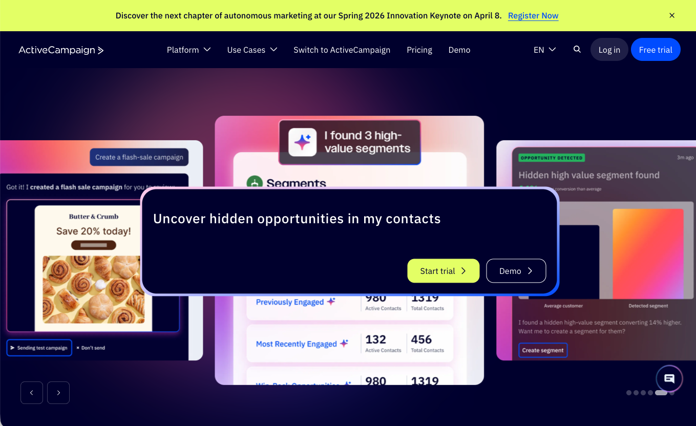 ActiveCampaignの画面