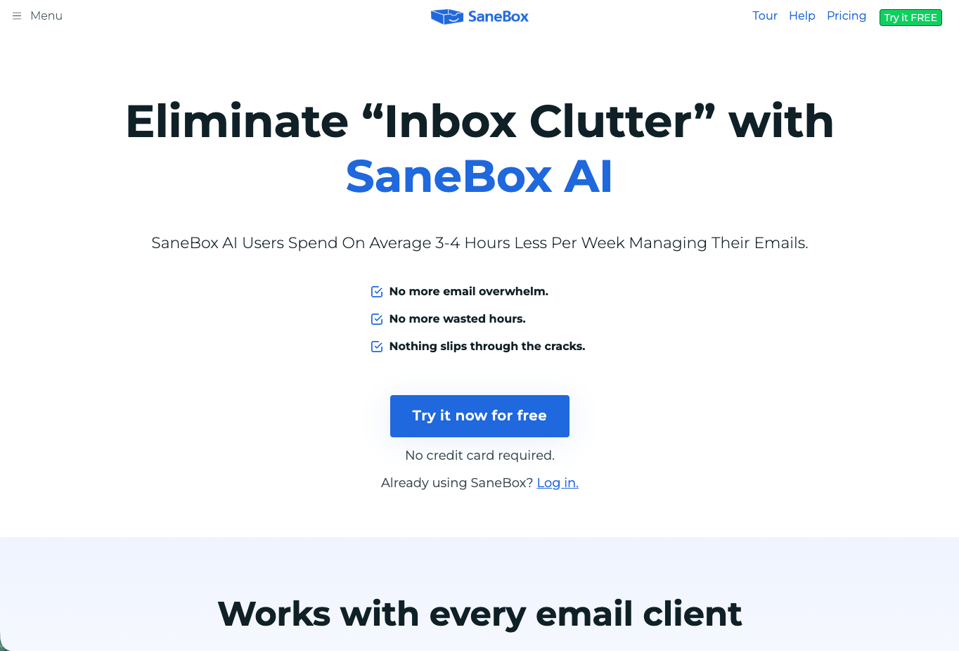 SaneBoxの画面