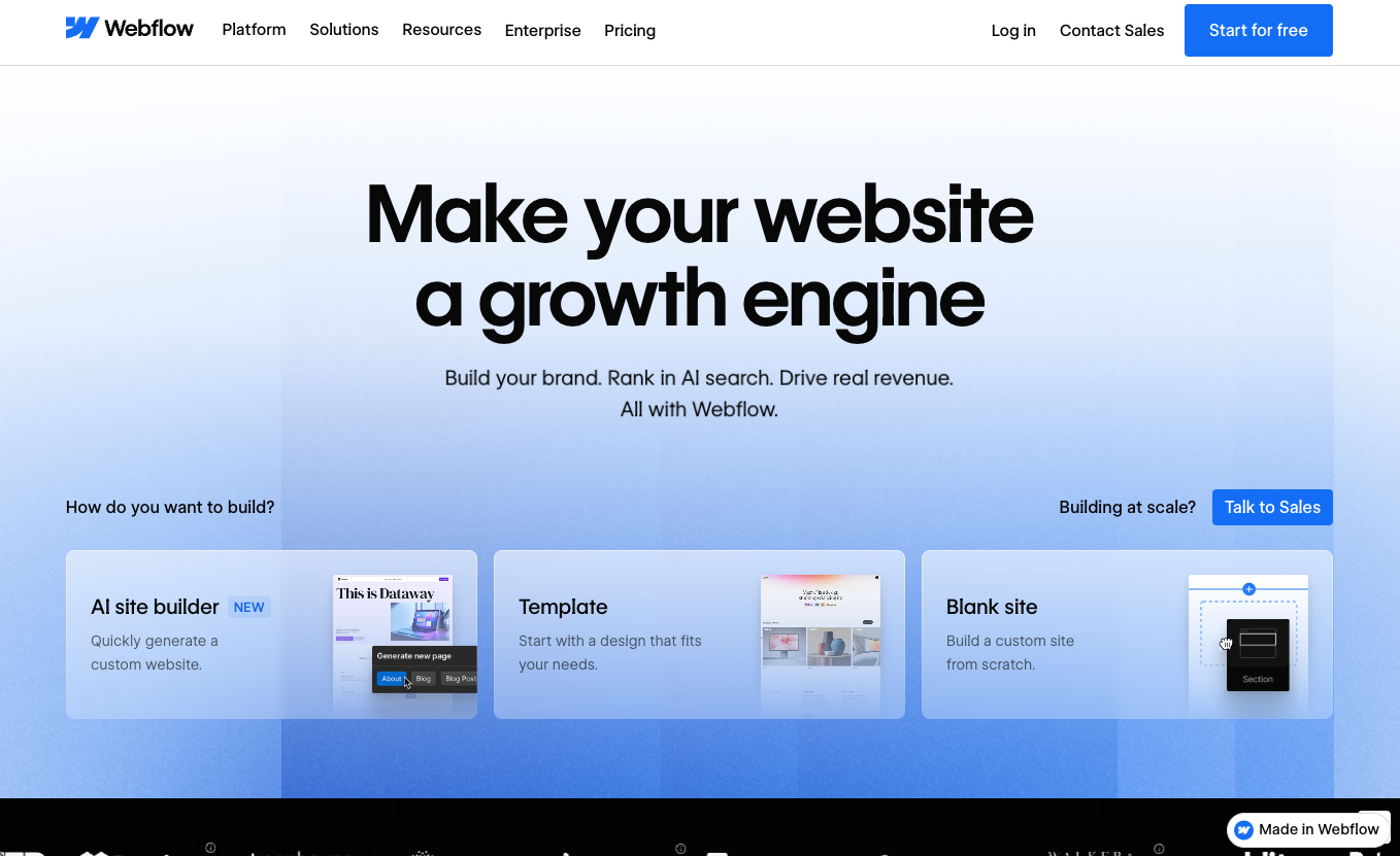 Webflowの画面